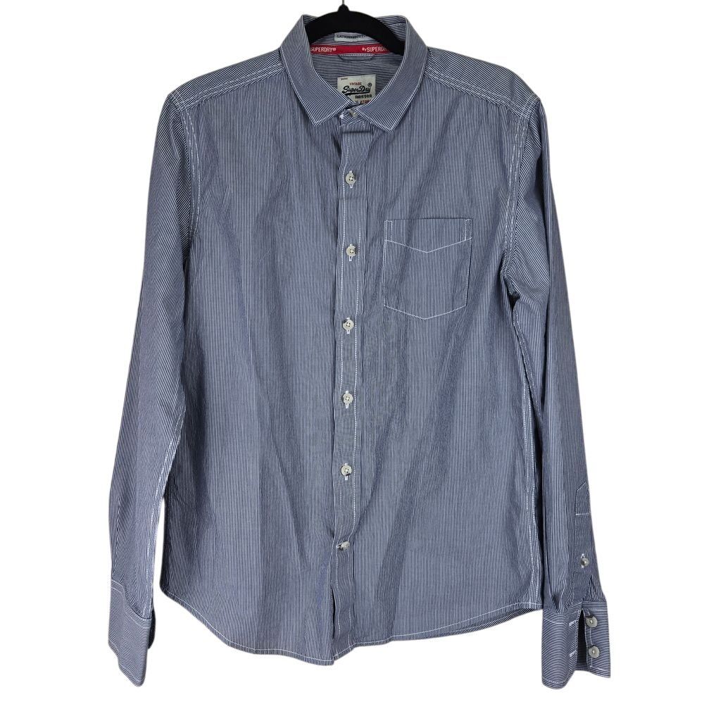 Superdry Laundered Cut Collar Mens Button Down Shirt Large‎ Trains Boho Western